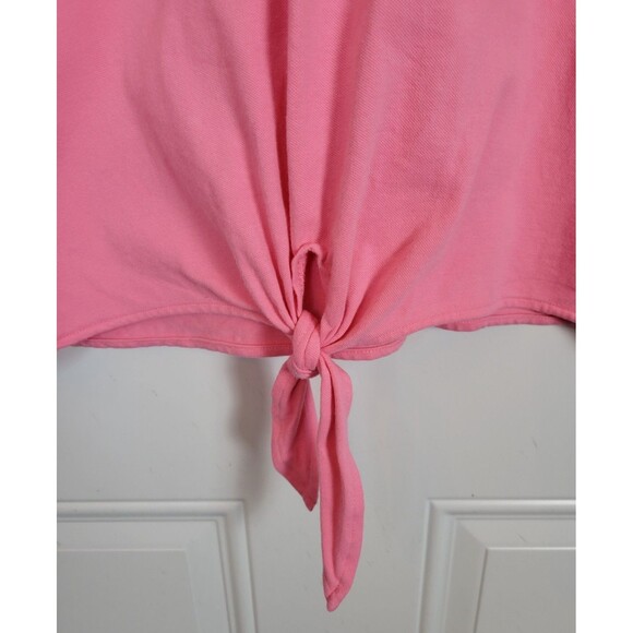 Talbots Short Sleeve Polo Tie Front Top Size L Petite - Picture 7 of 8